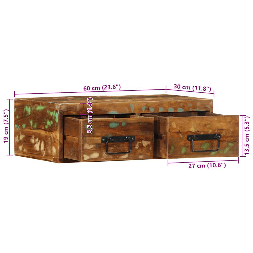 vidaXL Επίτοιχο ντουλάπι τηλεόρασης 60x30x19cm Ξύλο μασίφ αναγεννημένο