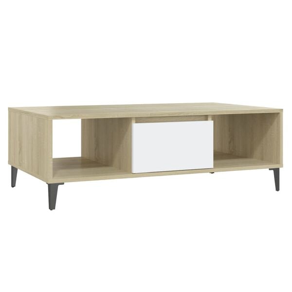 vidaXL Τραπεζάκι Σαλονιού Λευκό/Sonoma Δρυς 103,5x60x35εκ. Επεξ. Ξύλο