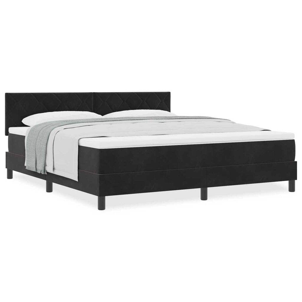 vidaXL Κρεβάτι Box Spring με Στρώμα Μαύρο Σούπερ Βασιλικό Βελούδο