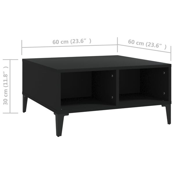 vidaXL Τραπεζάκι Σαλονιού Μαύρο 60 x 60 x 30 εκ. από Μοριοσανίδα