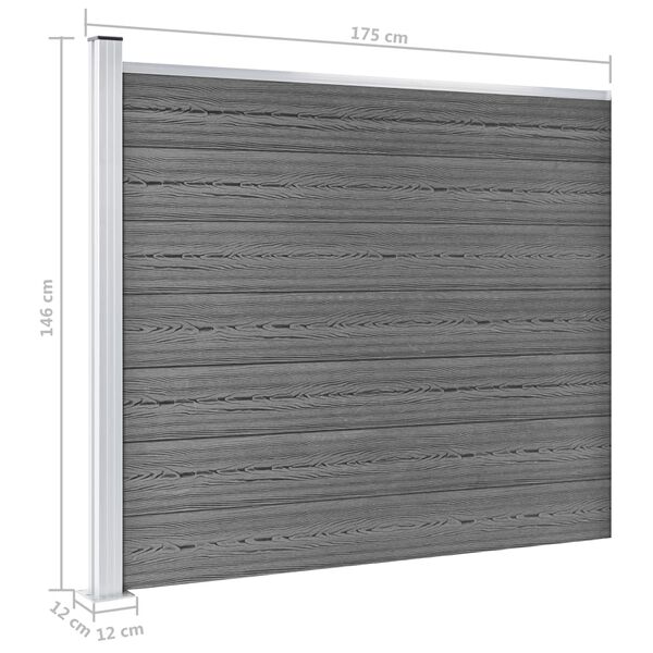 vidaXL Σετ Πάνελ Περίφραξης Γκρι 353 x 146 εκ. από WPC