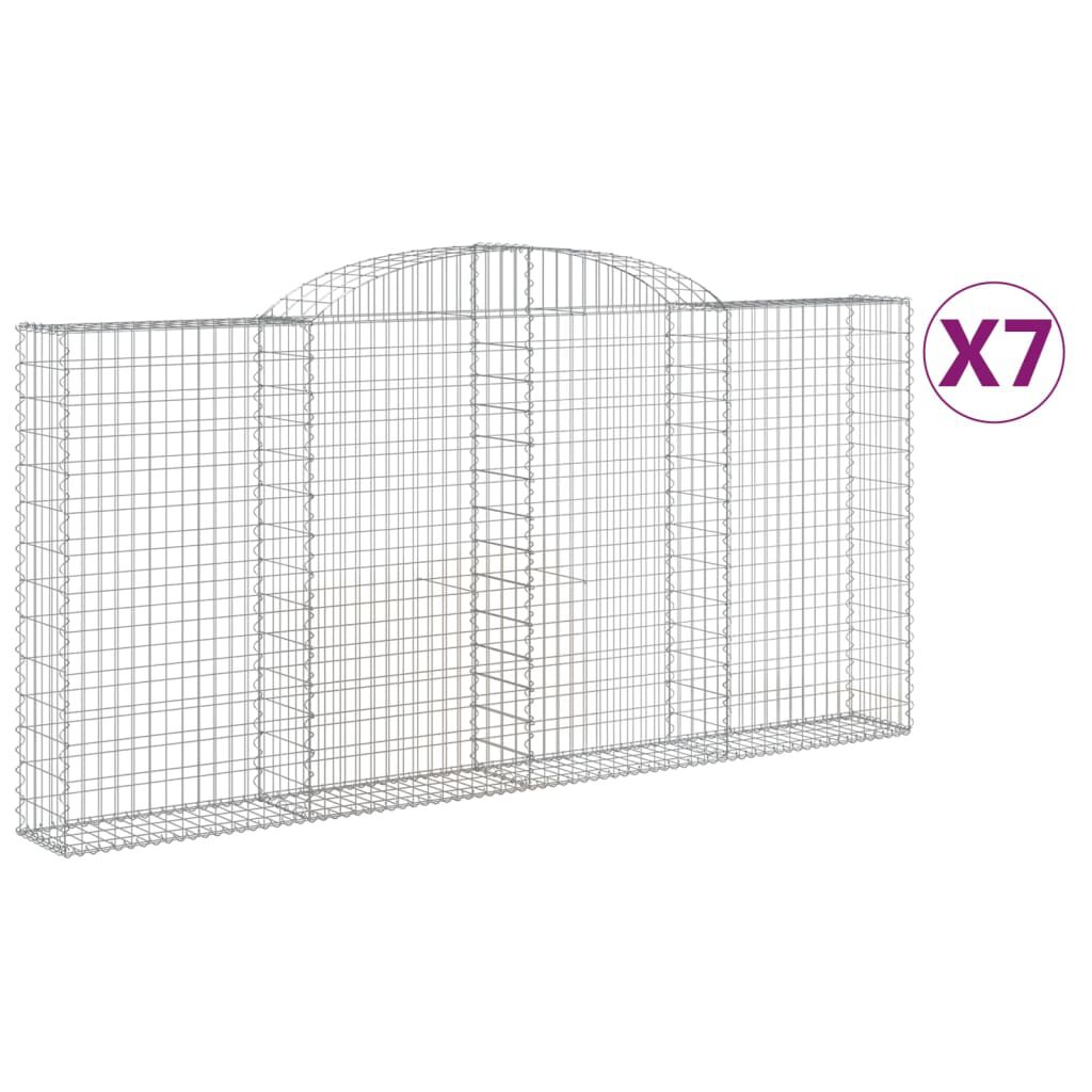 vidaXL Συρματοκιβώτια Τοξωτά 7 τεμ. 300x30x140/160 εκ. Γαλβαν. Ατσάλι