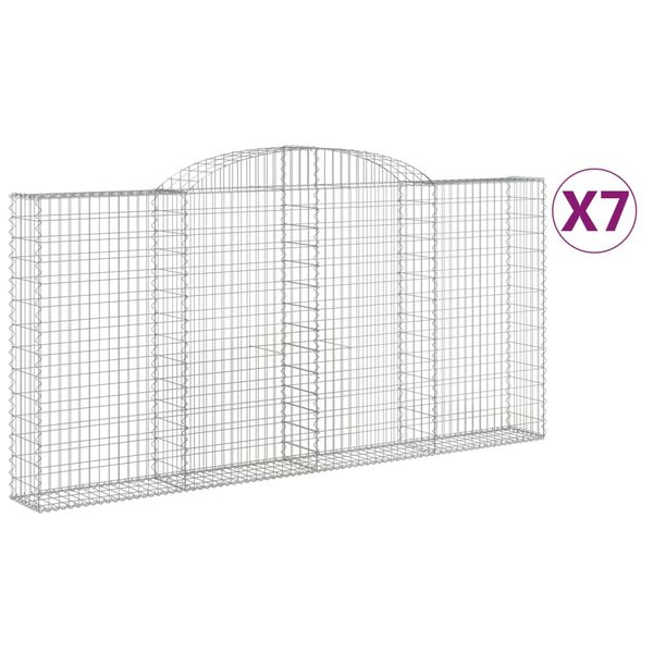 vidaXL Συρματοκιβώτια Τοξωτά 7 τεμ. 300x30x140/160 εκ. Γαλβαν. Ατσάλι