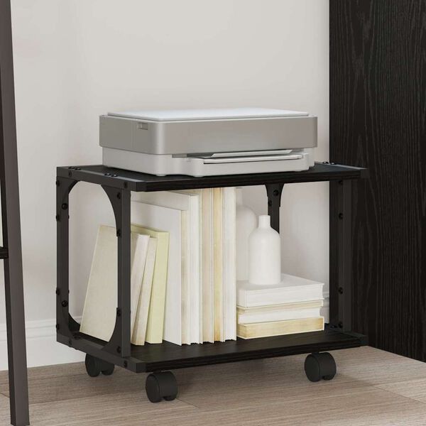 vidaXL Σταντ Εκτυπωτή Μαύρη Οξυά 41 x 28 x 33.5 εκ. Επεξεργασμένο ξύλο