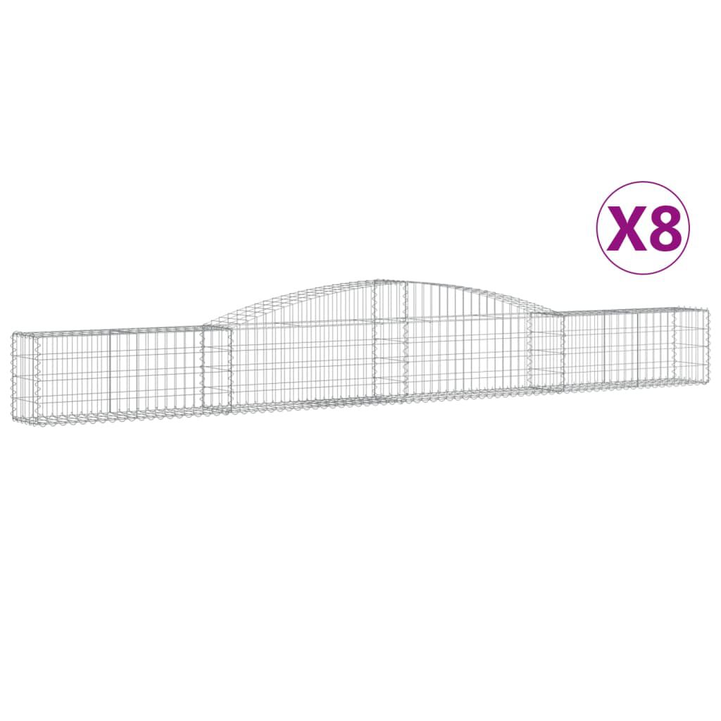 vidaXL Συρματοκιβώτια Τοξωτά 8 τεμ. 400x30x40/60 εκ. Γαλβαν. Ατσάλι