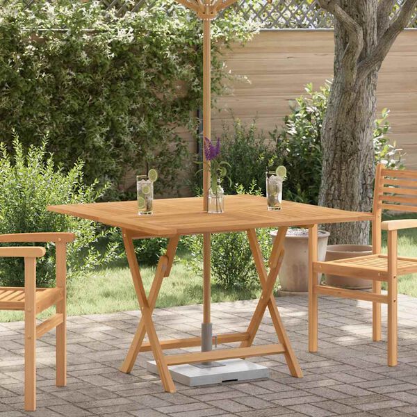 vidaXL Τραπέζι Κήπου Πτυσσόμενο 110 x 110 x 75 εκ. Μασίφ Ξύλο Teak