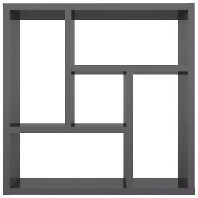 vidaXL Ραφιέρα Τοίχου Γυαλιστερό Γκρι 45,1x16x45,1 εκ. Μοριοσανίδα