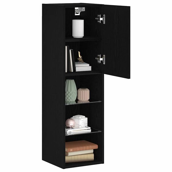 vidaXL Ντουλάπι TV 2 pcs Μαύρο 30.5 x 30 x 102 εκ Επεξεργασμένο ξύλο