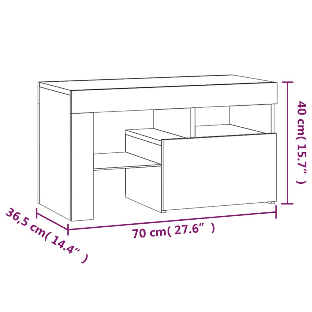 vidaXL Κομοδίνα 2 τεμ. με LED Μαύρο 70 x 36,5 x 40 εκ.
