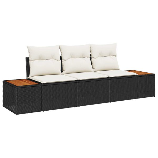 vidaXL Σετ Καναπέ Κήπου 3 pcs Μαύρο και κρεμ 239 x 62 x 85 εκ