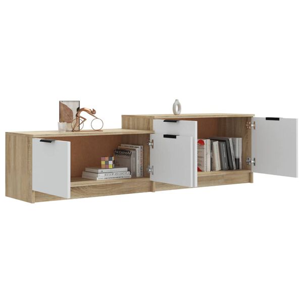 vidaXL Έπιπλο Τηλεόρασης Λευκό/Sonoma Δρυς 158,5x36x45 εκ. Επεξ. Ξύλο