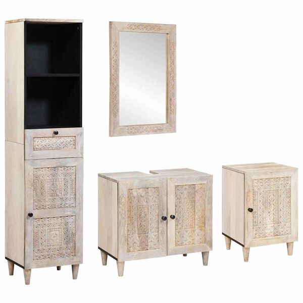 vidaXL Σετ Επίπλων Μπάνιου με συρτάρι 4 pcs Λευκό 38 x 33 x 160 εκ.