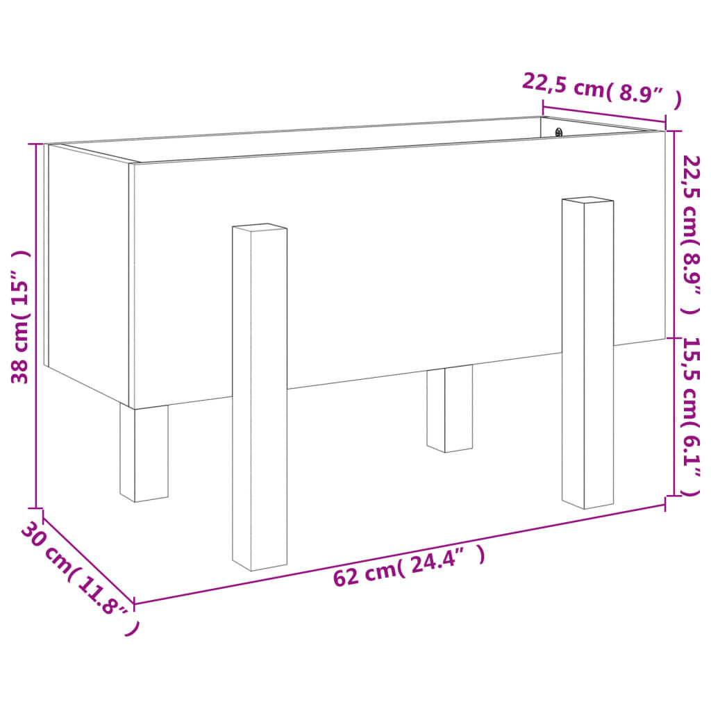 vidaXL Ζαρντινιέρα Λευκή 62 x 30 x 38 εκ. από Μασίφ Ξύλο Πεύκου