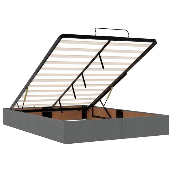 vidaXL Οθωμανικό κρεβάτι με στρώμα & LEDs Σκούρο γκρι 140x200cm Ύφασμα