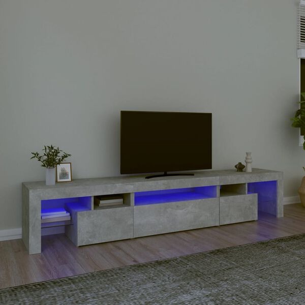 vidaXL Έπιπλο Τηλεόρασης με LED Γκρι Σκυροδέματος 215x36,5x40 εκ.