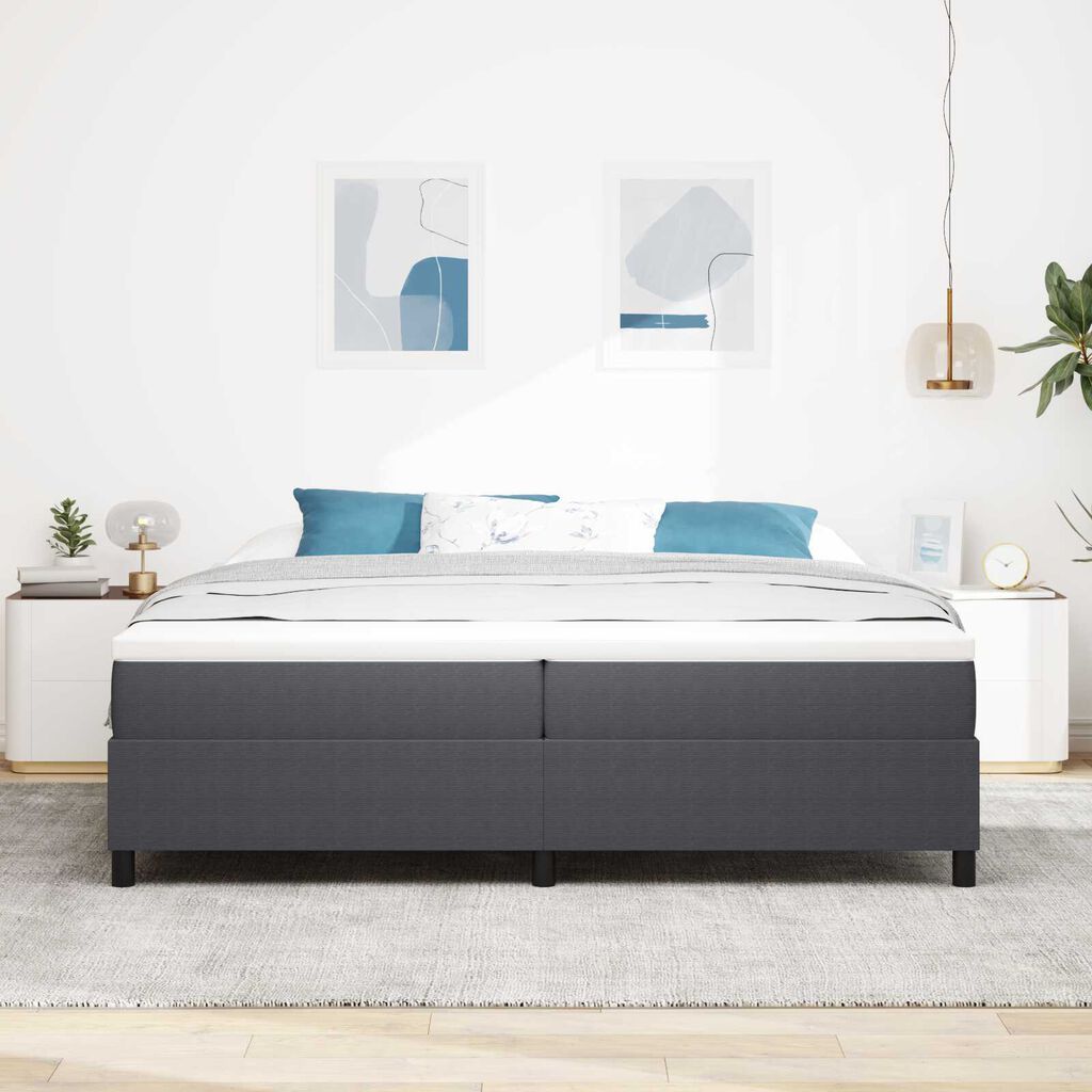 Κρεβάτι Box Spring vidaXL Σκούρο Γκρι 200x200 εκ Υφασμα Κορντούρα