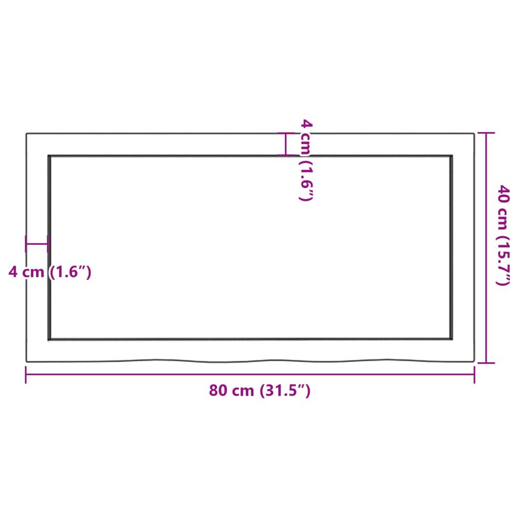 vidaXL Επιφ Τραπεζιού Αν Καφέ 80x40x(2-4)εκ. Επεξ. Μασίφ Ξύλο Δρυός
