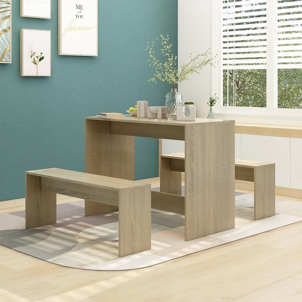vidaXL Σετ Τραπεζαρίας 3 Sonoma Δρυς από Επεξεργασμένο Ξύλο