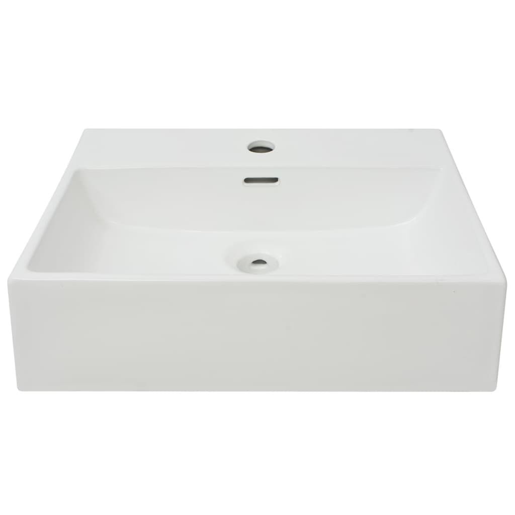 vidaXL Νιπτήρας με Οπή Βρύσης Λευκός 51,5 x 38,5 x 15 εκ. Κεραμικός