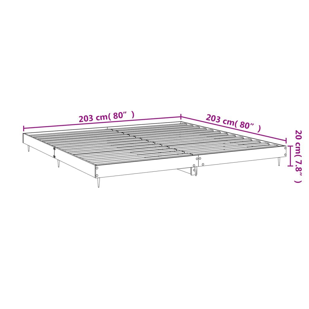 vidaXL Πλαίσιο Κρεβατιού Γκρι Sonoma 200x200 εκ. Επεξεργασμένο Ξύλο