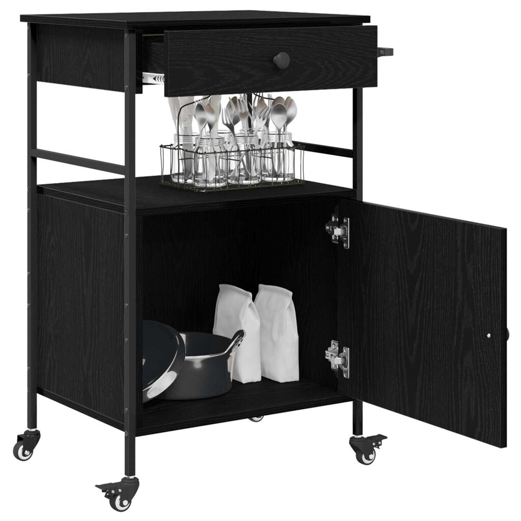 vidaXL Καλάθι Κουζίνας Μαύρης Δρυός 56x43x89.5 εκ. Κατασκευασμένο Ξύλο