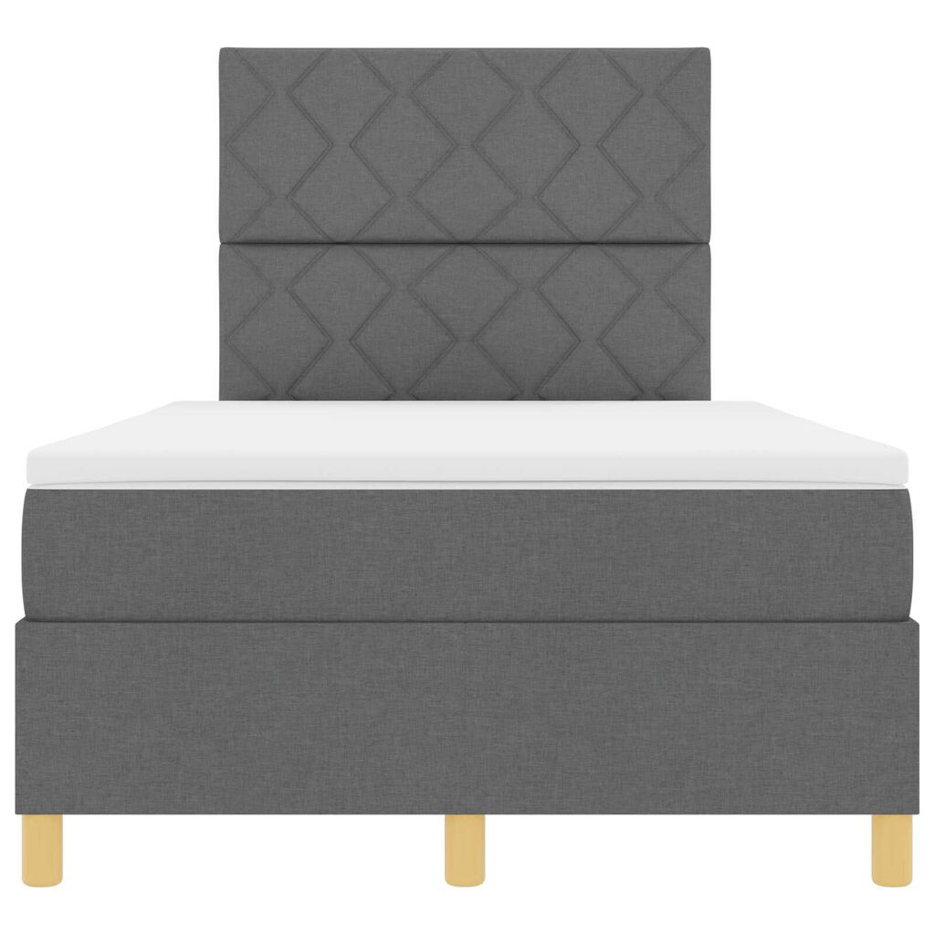 vidaXL Κρεβάτι Box Spring της με στρώμα & LED σκούρο γκρι 120x200 εκ. ύφασμα