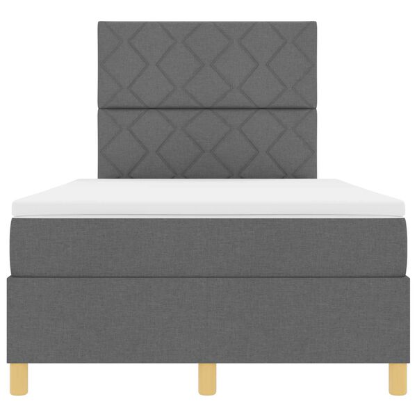 vidaXL Κρεβάτι Box Spring της με στρώμα & LED σκούρο γκρι 120x200 εκ. ύφασμα