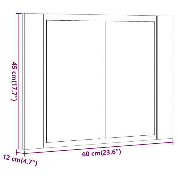 vidaXL Έπιπλο Καθρέφτη με LED Όψη Παλαιού Ξύλου 60x12x45εκ. Επεξ. Ξύλο