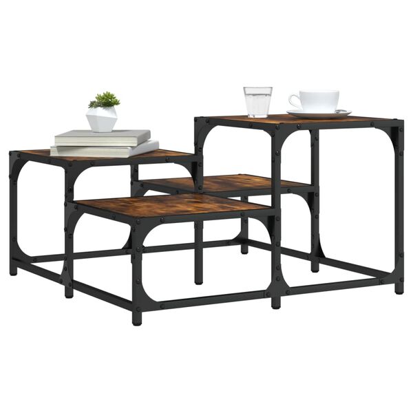 vidaXL Τραπεζάκι Σαλονιού Καπνιστή Δρυς 68 x 68 x 40 εκ. Επεξεργ. Ξύλο