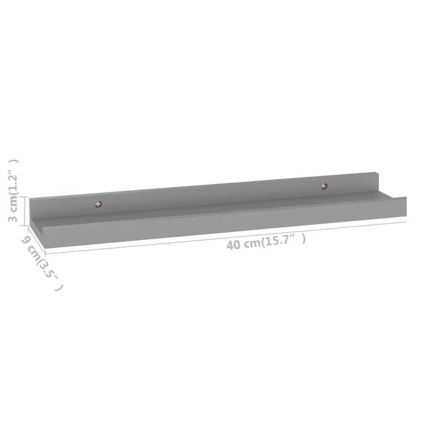 vidaXL Ράφια Τοίχου 4 τεμ. Γκρι 40 x 9 x 3 εκ.