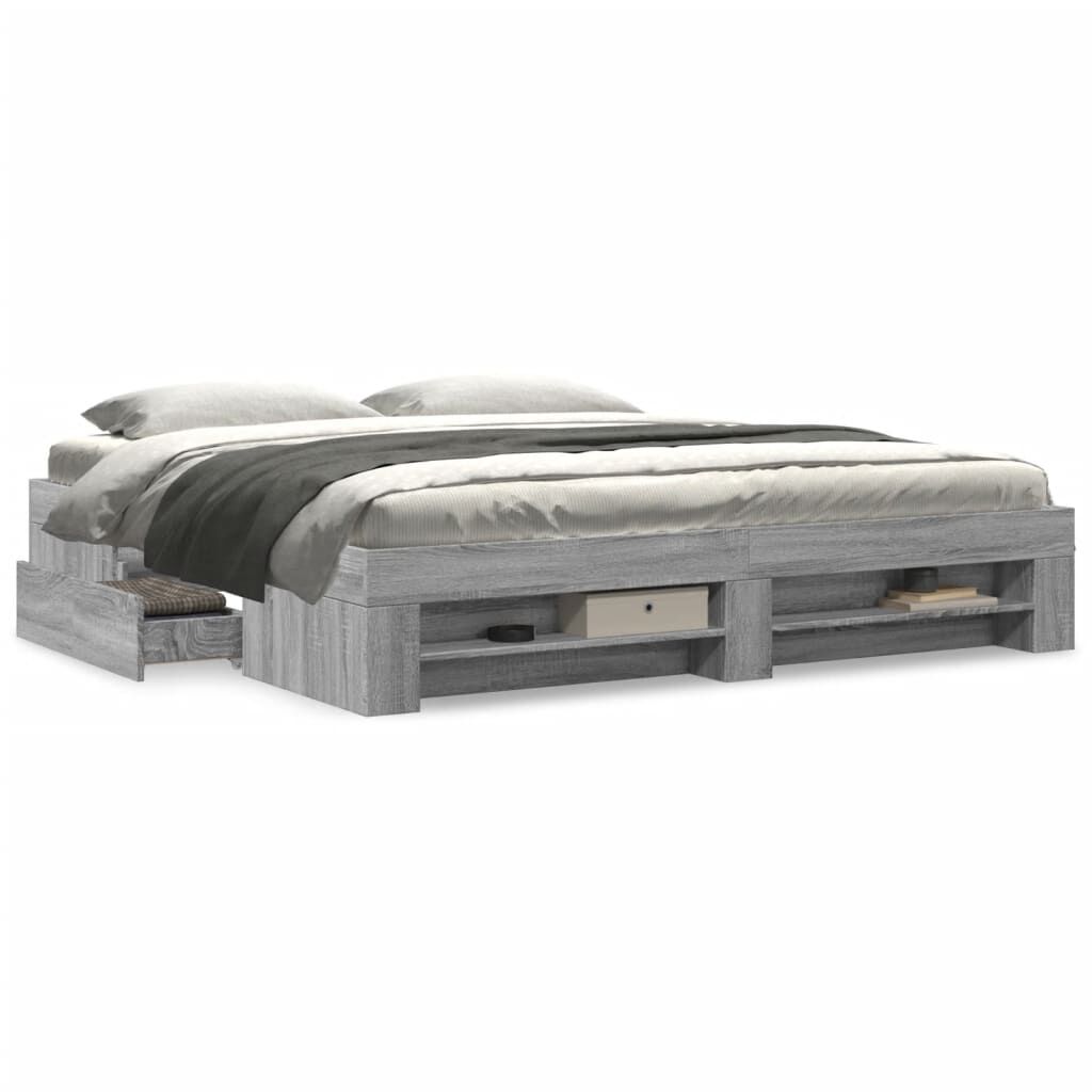 vidaXL Πλαίσιο Κρεβατιού Γκρι Sonoma 200x200 εκ. Επεξεργασμένο Ξύλο
