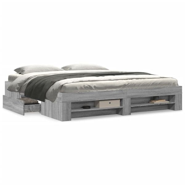 vidaXL Πλαίσιο Κρεβατιού Γκρι Sonoma 200x200 εκ. Επεξεργασμένο Ξύλο