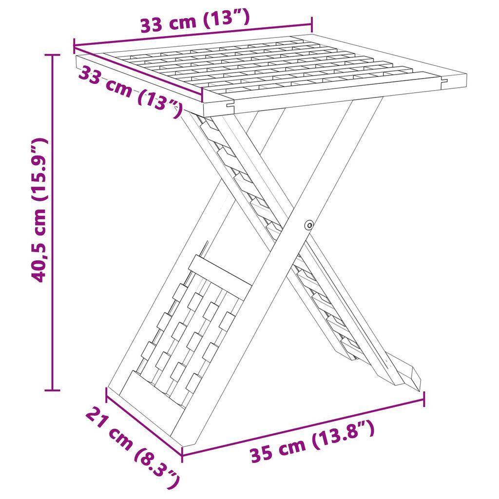 vidaXL Τραπεζάκι σαλονιού Πτυσσόμενο 33x33x40,5 εκ Μασίφ ξύλο καρυδιά