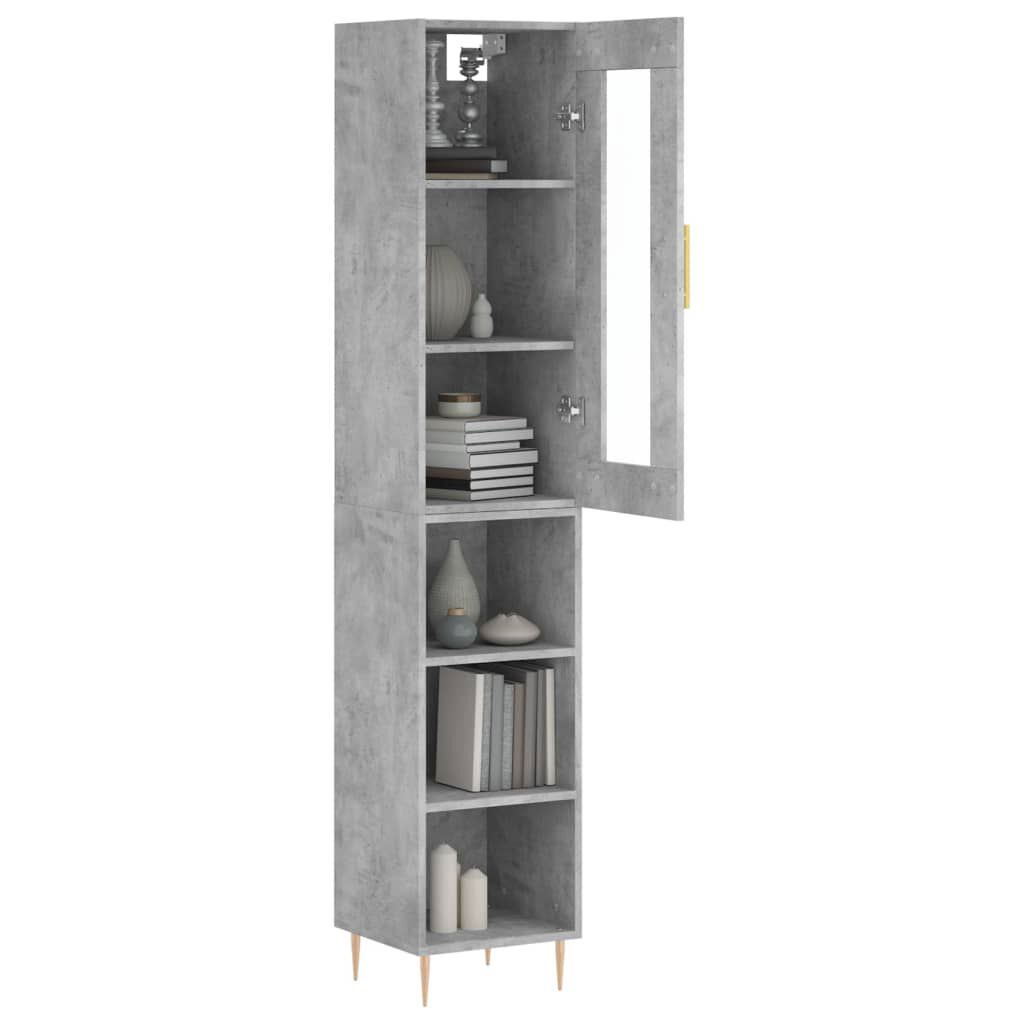 vidaXL Ντουλάπι Γκρι Σκυροδέματος 34,5x34x180 εκ. Επεξεργασμένο Ξύλο