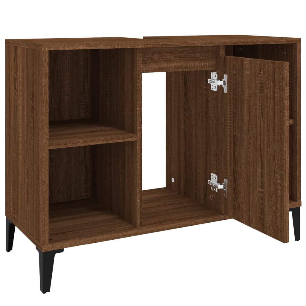 vidaXL Ντουλάπι Νιπτήρα Καφέ Δρυς 80 x 33 x 60 εκ. Επεξεργασμένο Ξύλο