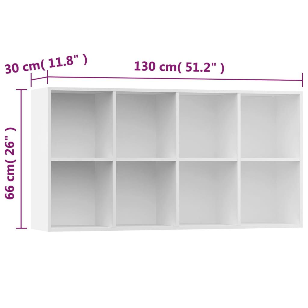 vidaXL Ραφιέρα/Βιβλιοθήκη Λευκή 66 x 30 x 130 εκ. από Επεξ. Ξύλο