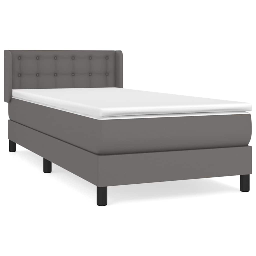 vidaXL Κρεβάτι Boxspring με Στρώμα Γκρι 80 x 200 εκ. Συνθετικό Δέρμα