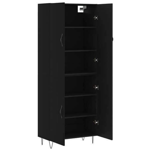 vidaXL Ντουλάπι Μαύρο 69,5x34x180 εκ. από Επεξεργασμένο Ξύλο