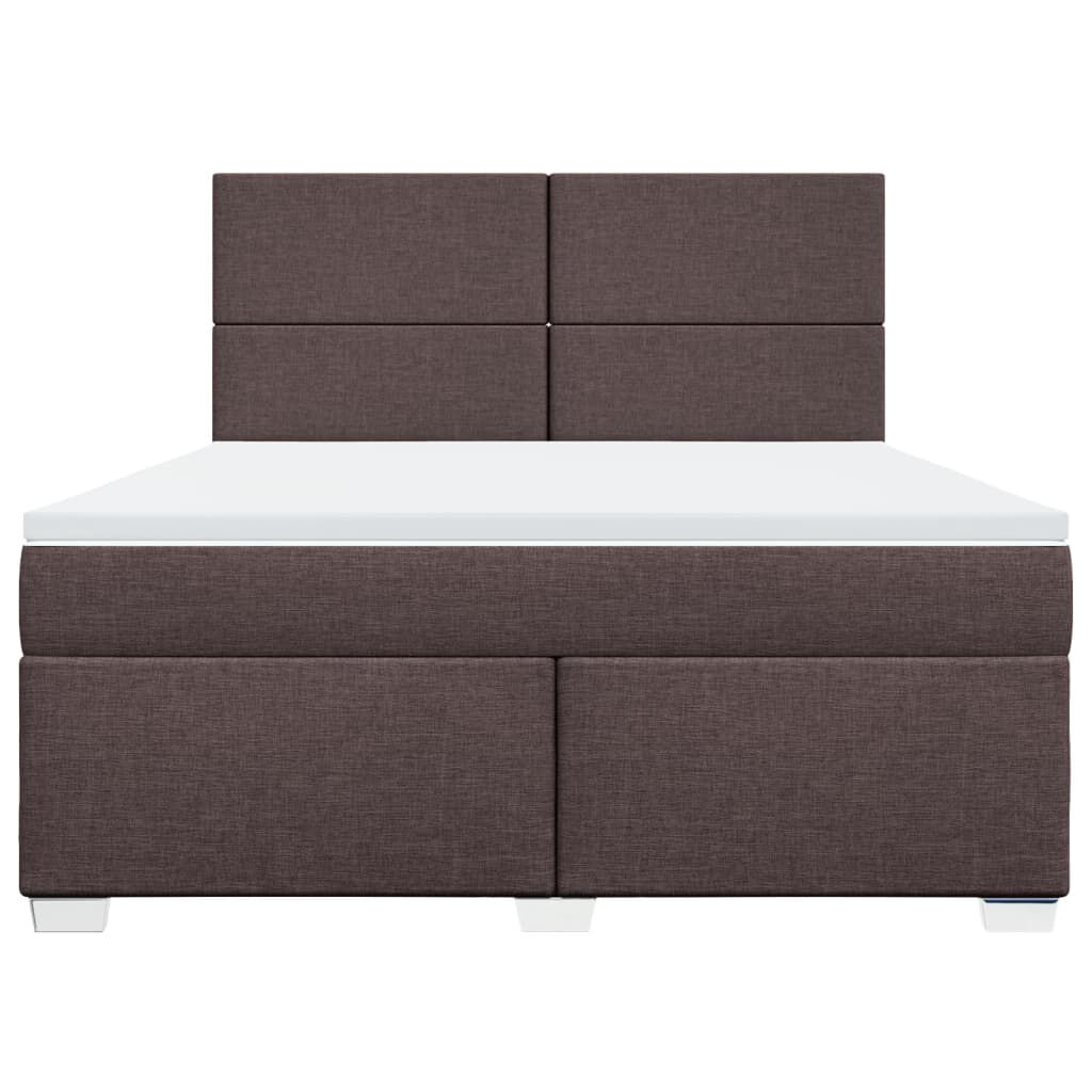 vidaXL Κρεβάτι Boxspring με Στρώμα Σκούρο Καφέ 180x200 εκ Υφασμάτινο