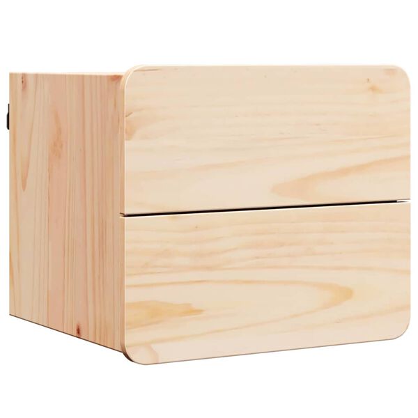 vidaXL Κομοδίνο με συρτάρι Καφέ 39 x 34 x 33 εκ. Μασίφ ξύλο πεύκου