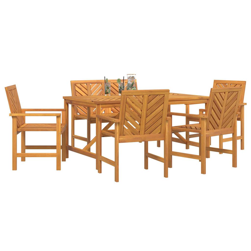 vidaXL Σέτ φαγητού για κήπο 6 pcs Καφέ 150 x 90 x 74 cm