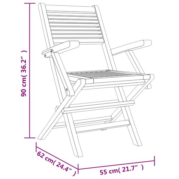 vidaXL Καρέκλες Κήπου Πτυσσόμενες 4 τεμ. 55x62x90 εκ. Μασίφ Ξύλο Teak