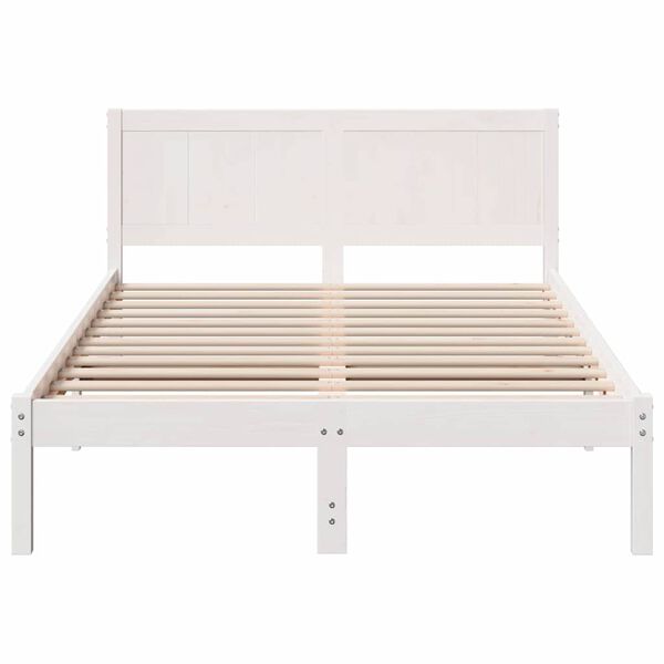 vidaXL Σκελετός Κρεβατιού Λευκό 135 x 190 cm Μασίφ ξύλο πεύκου