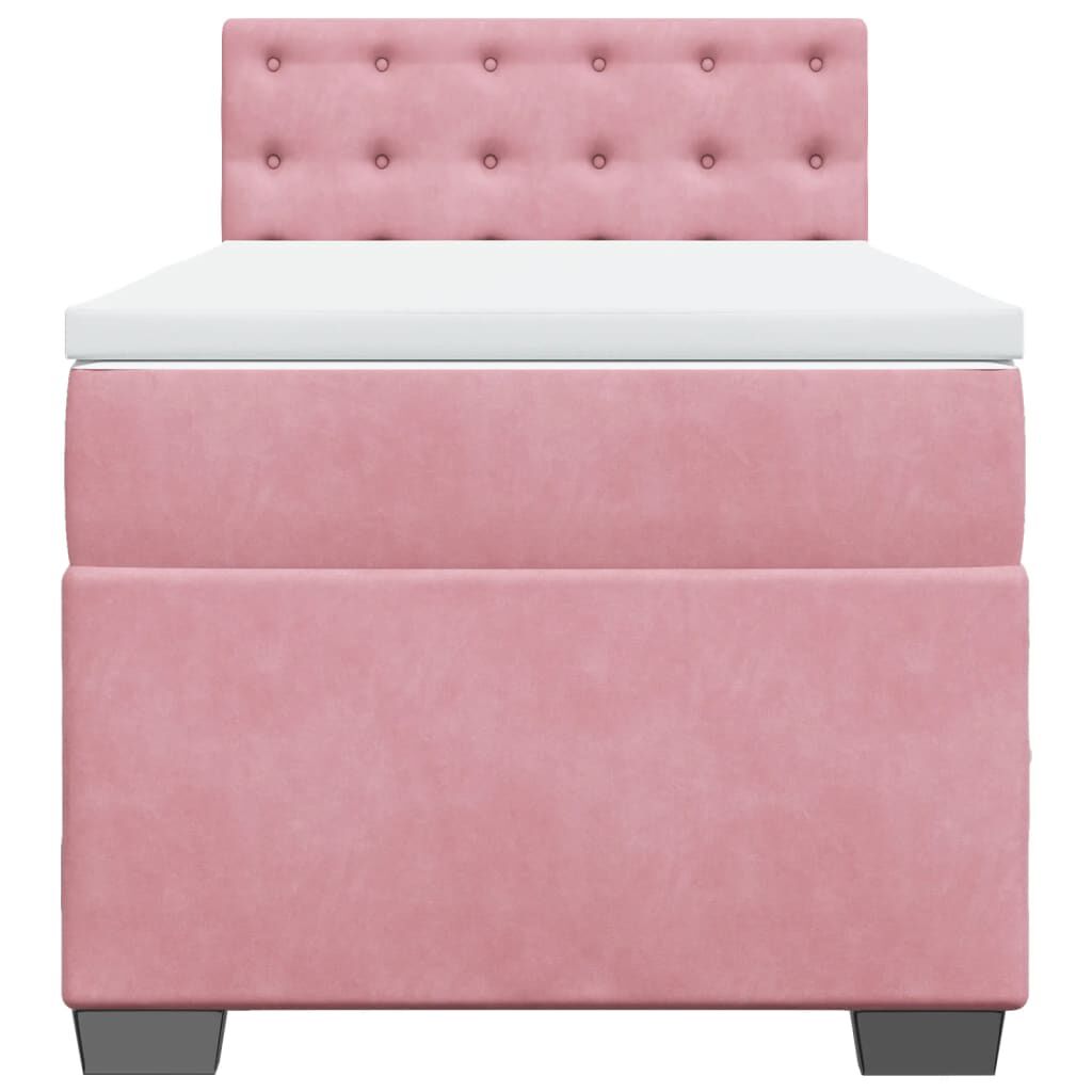 vidaXL Κρεβάτι Boxspring με Στρώμα Ροζ 100x200 εκ. Βελούδινο