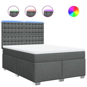vidaXL Κρεβάτι Boxspring με Στρώμα Σκούρο Γκρι 140x190 εκ. Υφασμάτινο