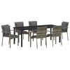vidaXL Σέτ φαγητού για κήπο με μαξιλάρι 7 pcs Γκρι συνθετικό ρατάν