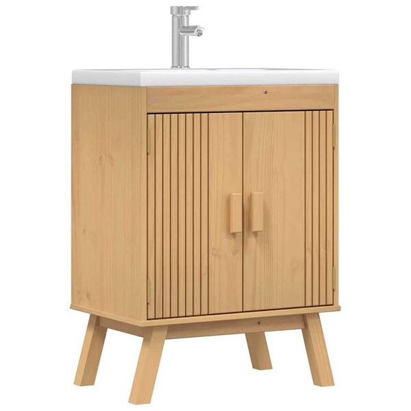 vidaXL Βάση νιπτήρα Olden Καφέ 114 x 43 x 73.5 εκ. Μασίφ ξύλο πεύκου