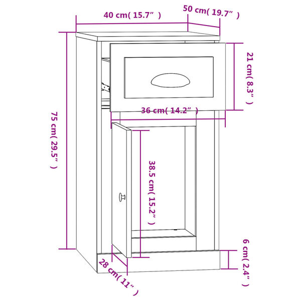 vidaXL Ντουλάπι με Συρτάρι Καπνιστή Δρυς 40x50x75 εκ. Επεξεργ. Ξύλο