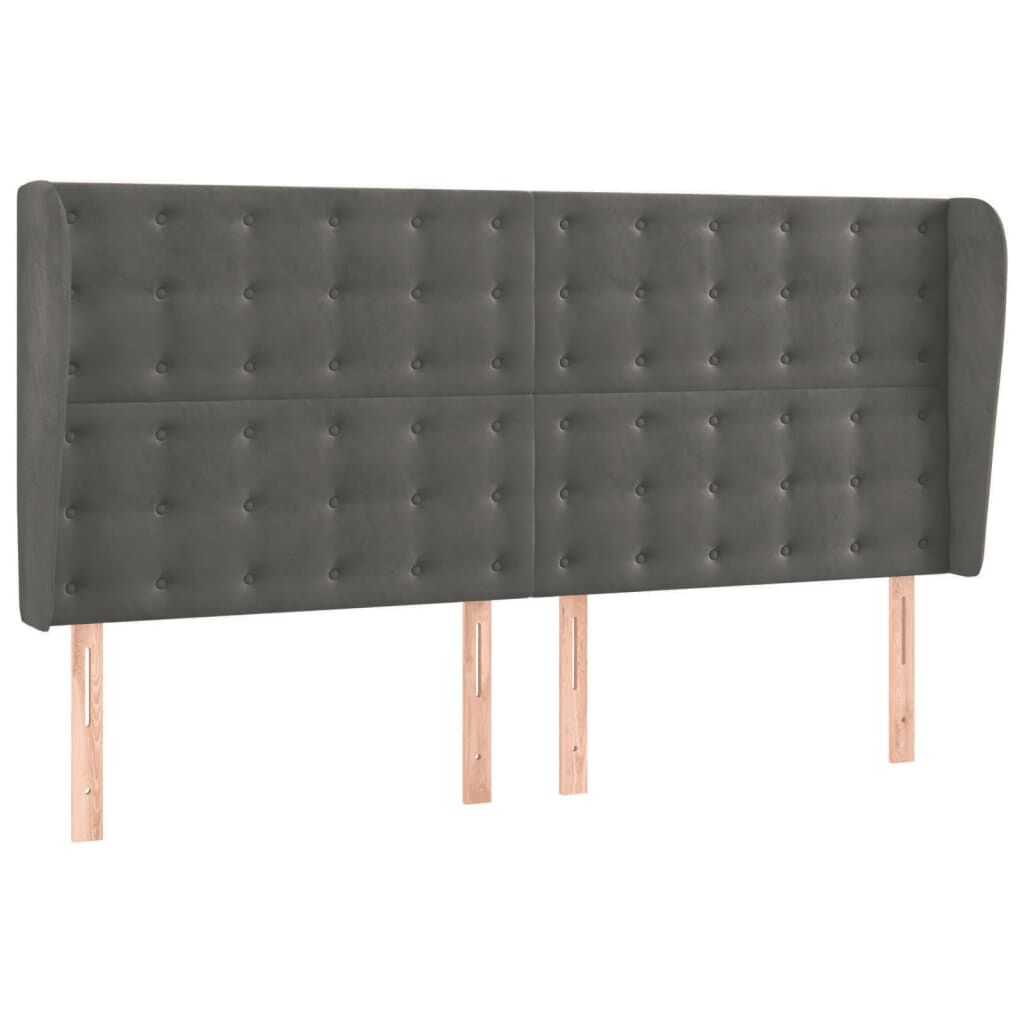 vidaXL Κεφαλάρι με Πτερύγια Σκούρο Γκρι 203x23x118/128 εκ. Βελούδινο