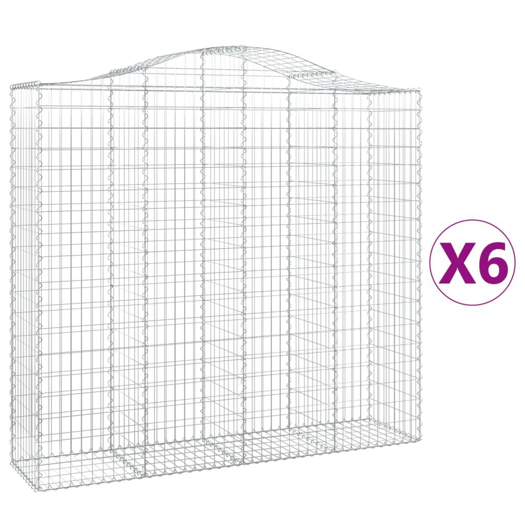 vidaXL Συρματοκιβώτια Τοξωτά 6 τεμ. 200x50x180/200 εκ. Γαλβαν. Ατσάλι